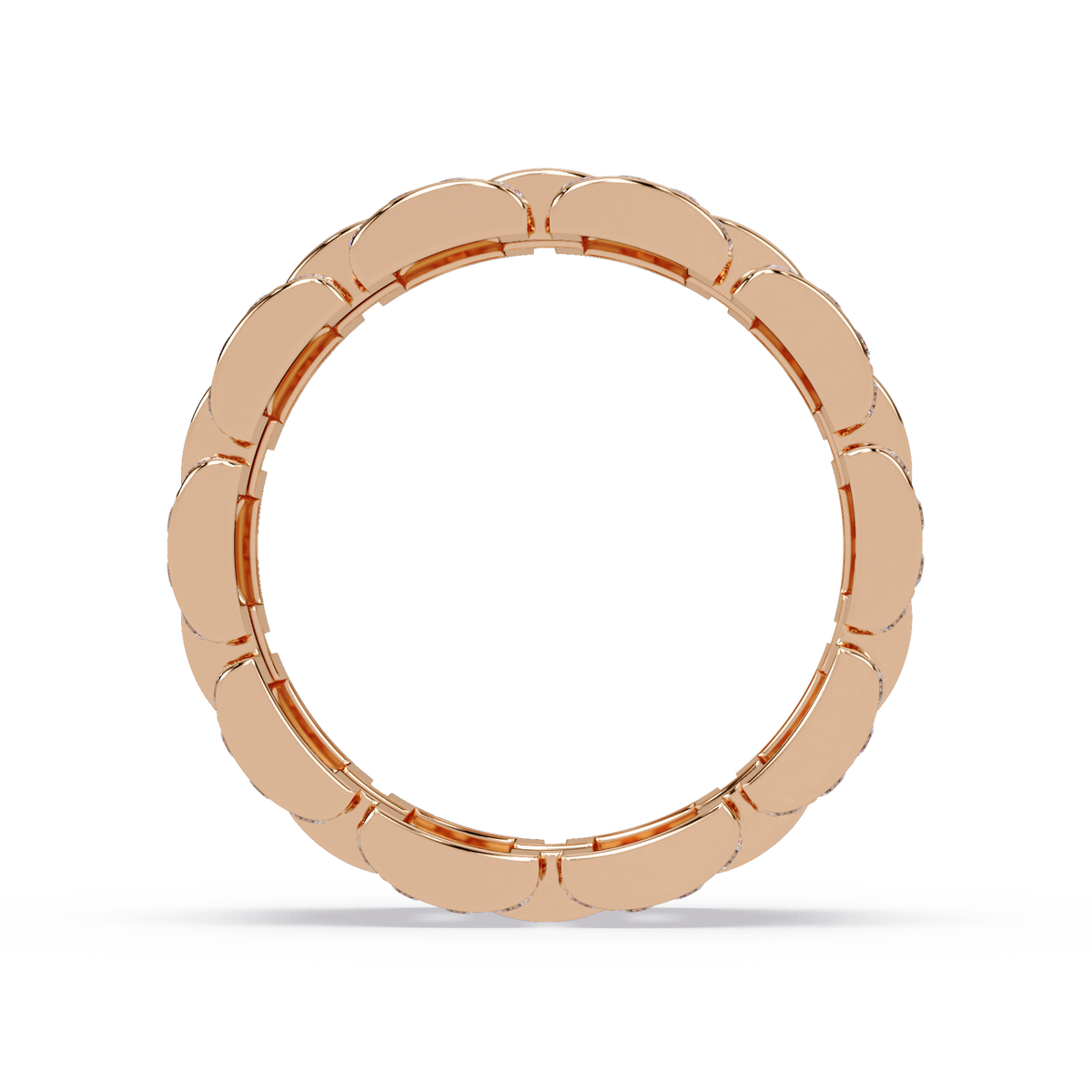 Rose Gold Chunky Link Lab Grown Diamond Band Ring - HIGHCARAT DIAMONDS