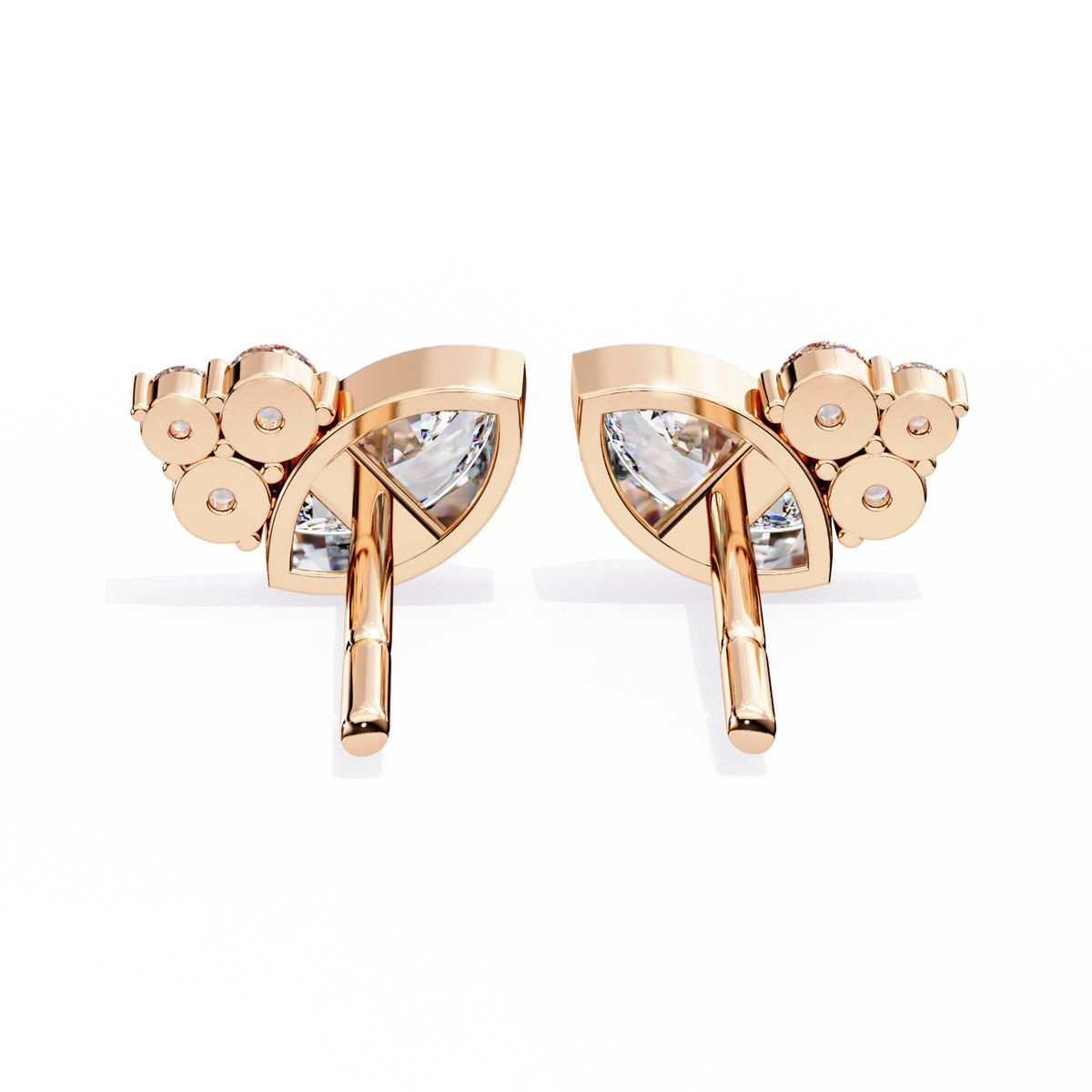 Round And Marquise Cut Top Grade Daimond Unique Bezel Set Elegance Timeless Vintage Dainty Stud Earring - HIGHCARAT DIAMONDS