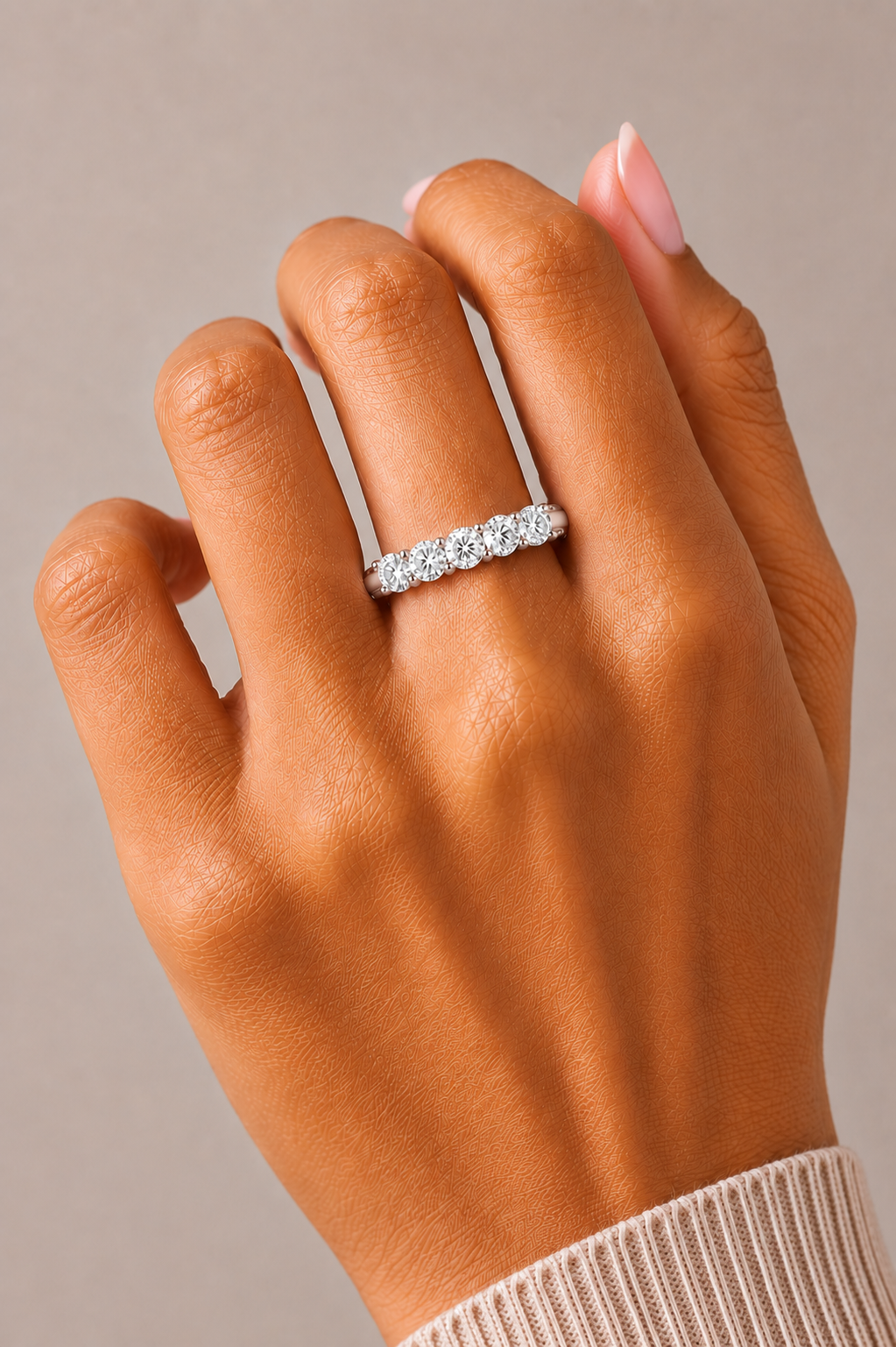 Elegant Round Colorless Labgrown Diamond Half Eternity Wedding Band For Your Big Day Jewelry - HIGHCARAT DIAMONDS