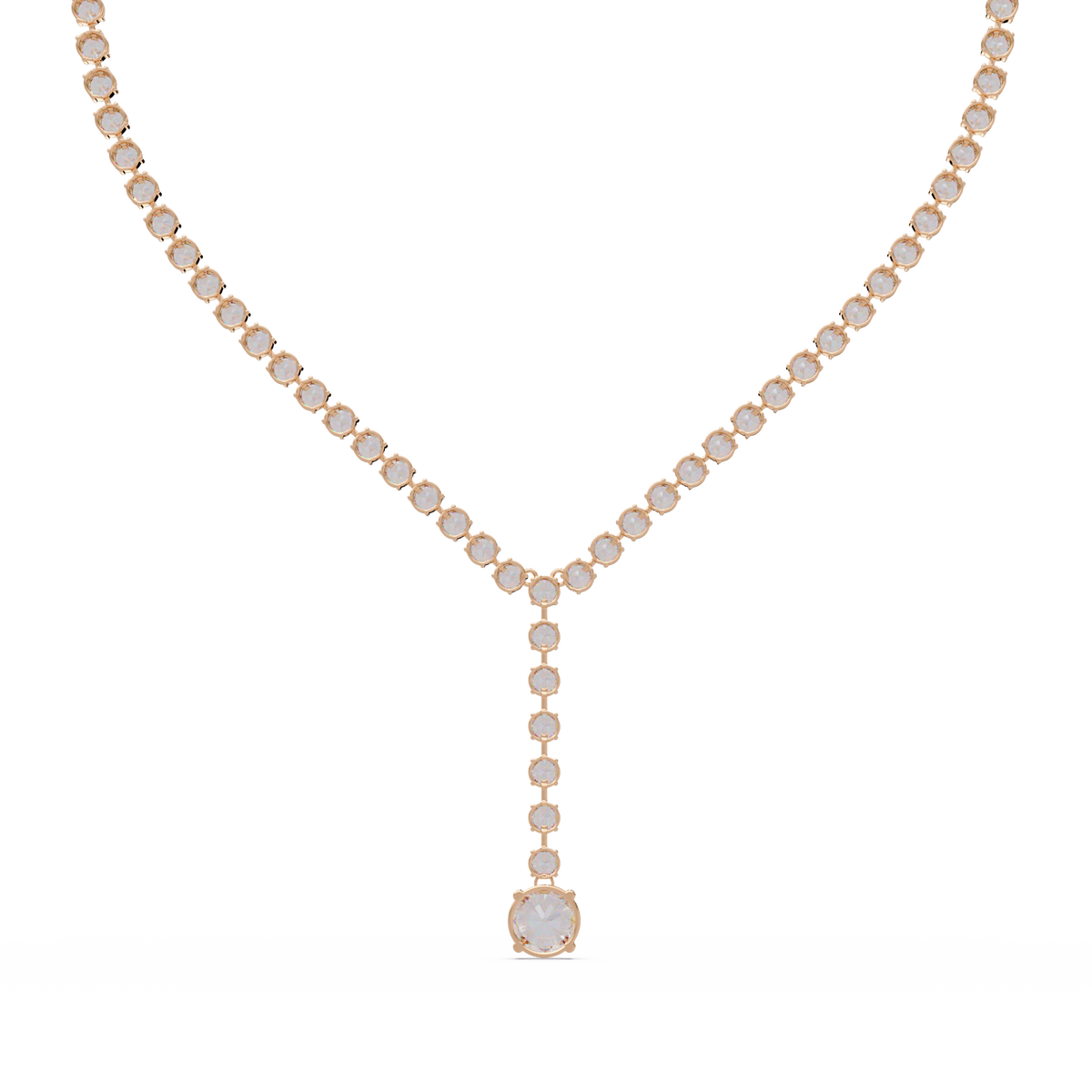 Round Cut Drops Shape Lab Grown Diamond Tennis Necklace - HIGHCARAT DIAMONDS