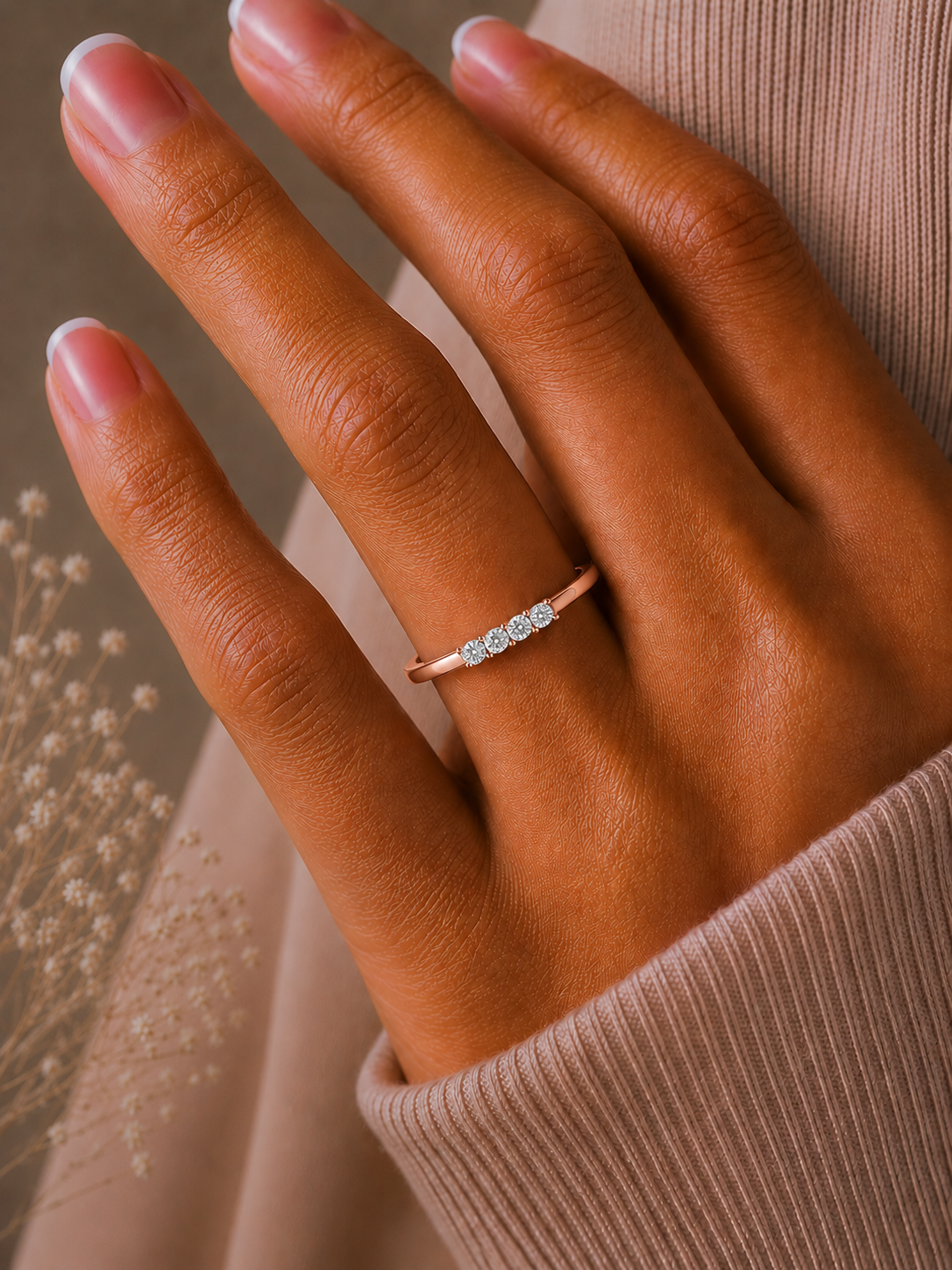Round Cut Handcrafted Diamond Ring For Women's Beauty In 14 KT Solid Rose Gold - HIGHCARAT DIAMONDS