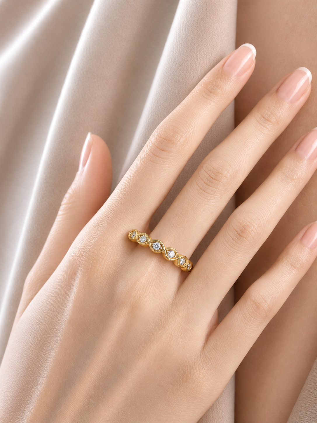 Round Cut High Quality Diamond Prong Set Elegant Dainty Cluster Statement Promise Band For Her - HIGHCARAT DIAMONDS