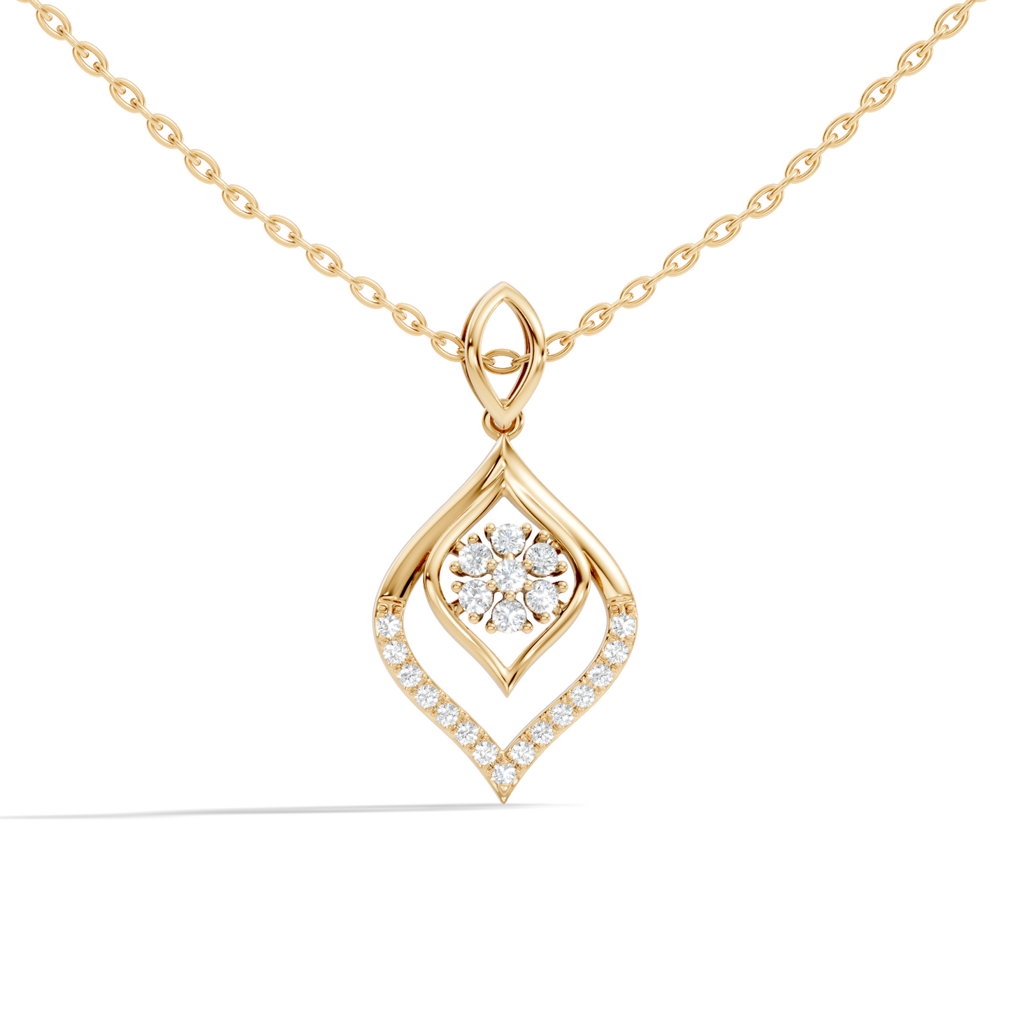 Minimalist Round Diamond Necklace Pendant Vintage 14K Solid Yellow Gold Jewelry Gift For Her - HIGHCARAT DIAMONDS