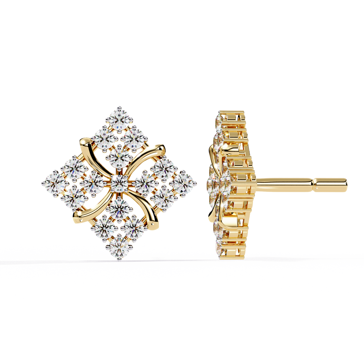 Round Cut Lab Grown Diamond Antique Delicate Cluster Dainty Elegant Party Wear Stud Earring For Women's - HIGHCARAT DIAMONDS