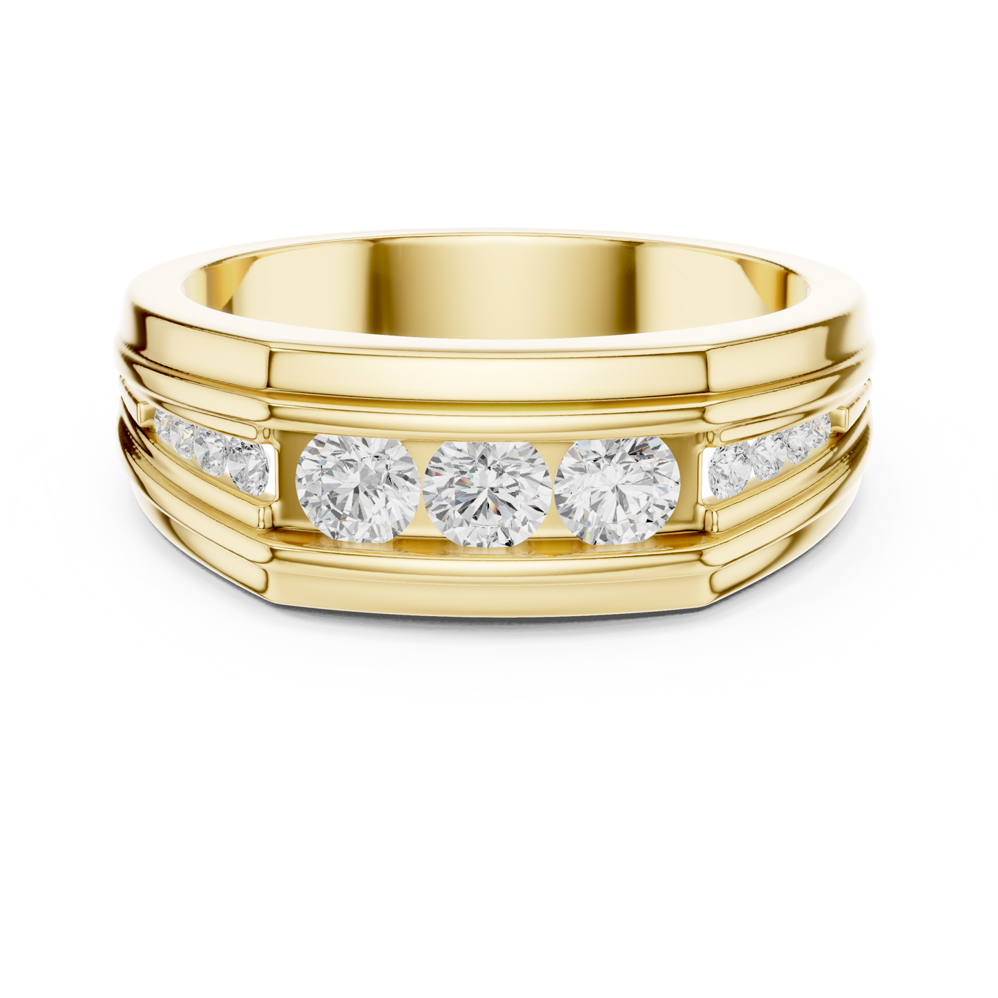Round Shape Natural & Lab Grown 18k Solid White Gold Classic Style Diamond Ring For Men - HIGHCARAT DIAMONDS