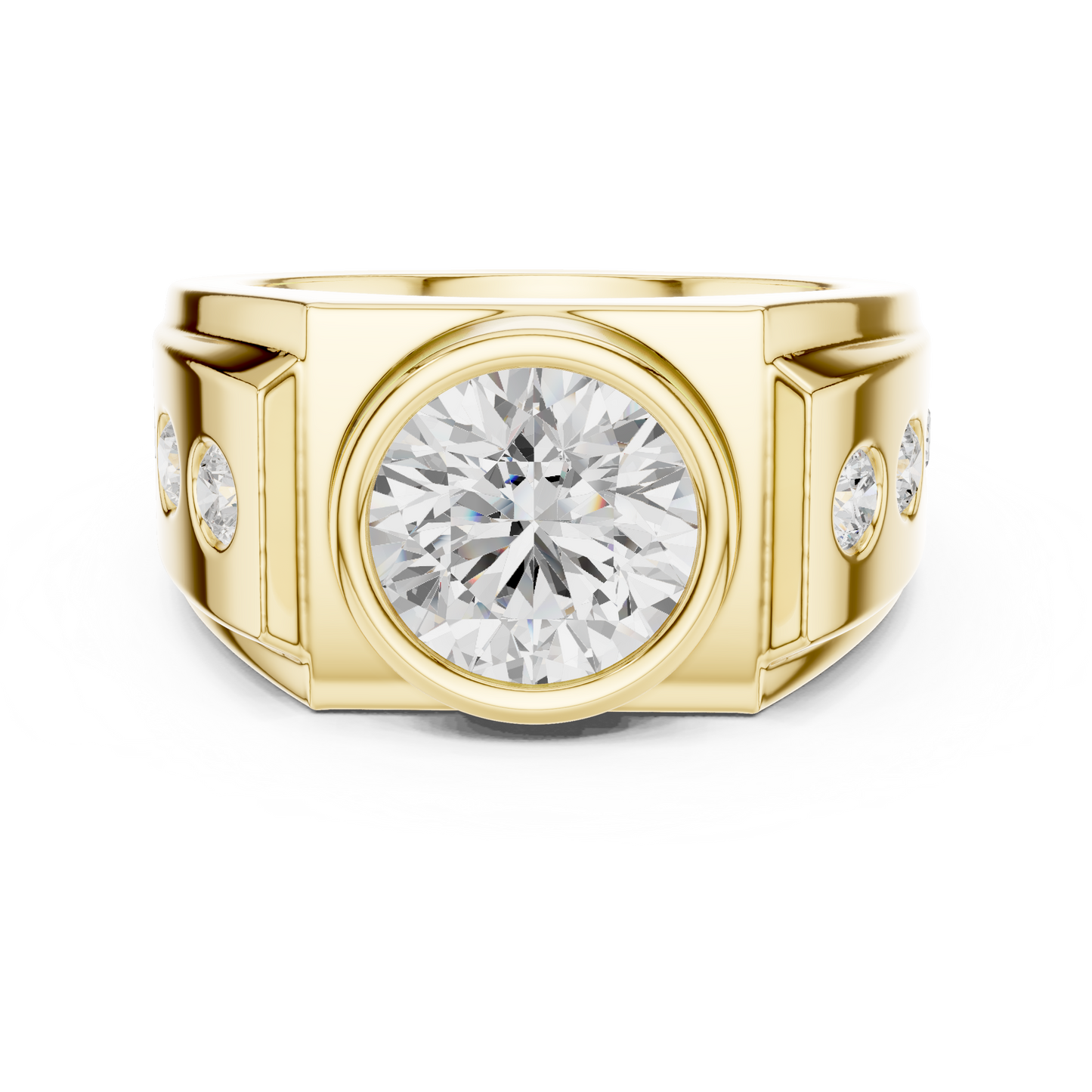14k Solid Rose Gold Lab Grown Round Shapes Diamond Elegance Sparkle Men Ring Gift For Birthday - HIGHCARAT DIAMONDS
