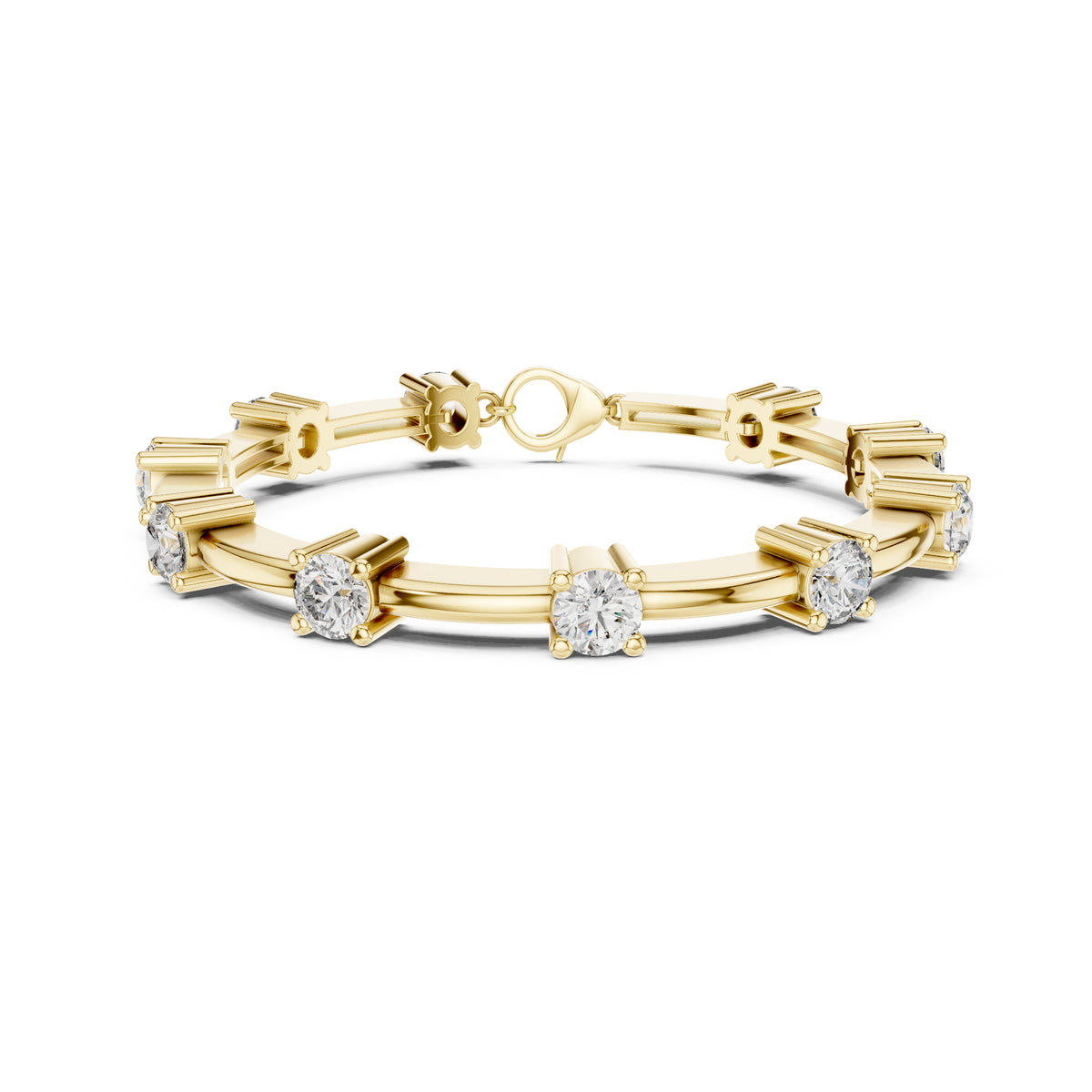 Vintage Round Cut Diamond Prong Set Elegant Cluster Dainty Wedding Bracelet For Women's In 4K Solid Gold - HIGHCARAT DIAMONDS