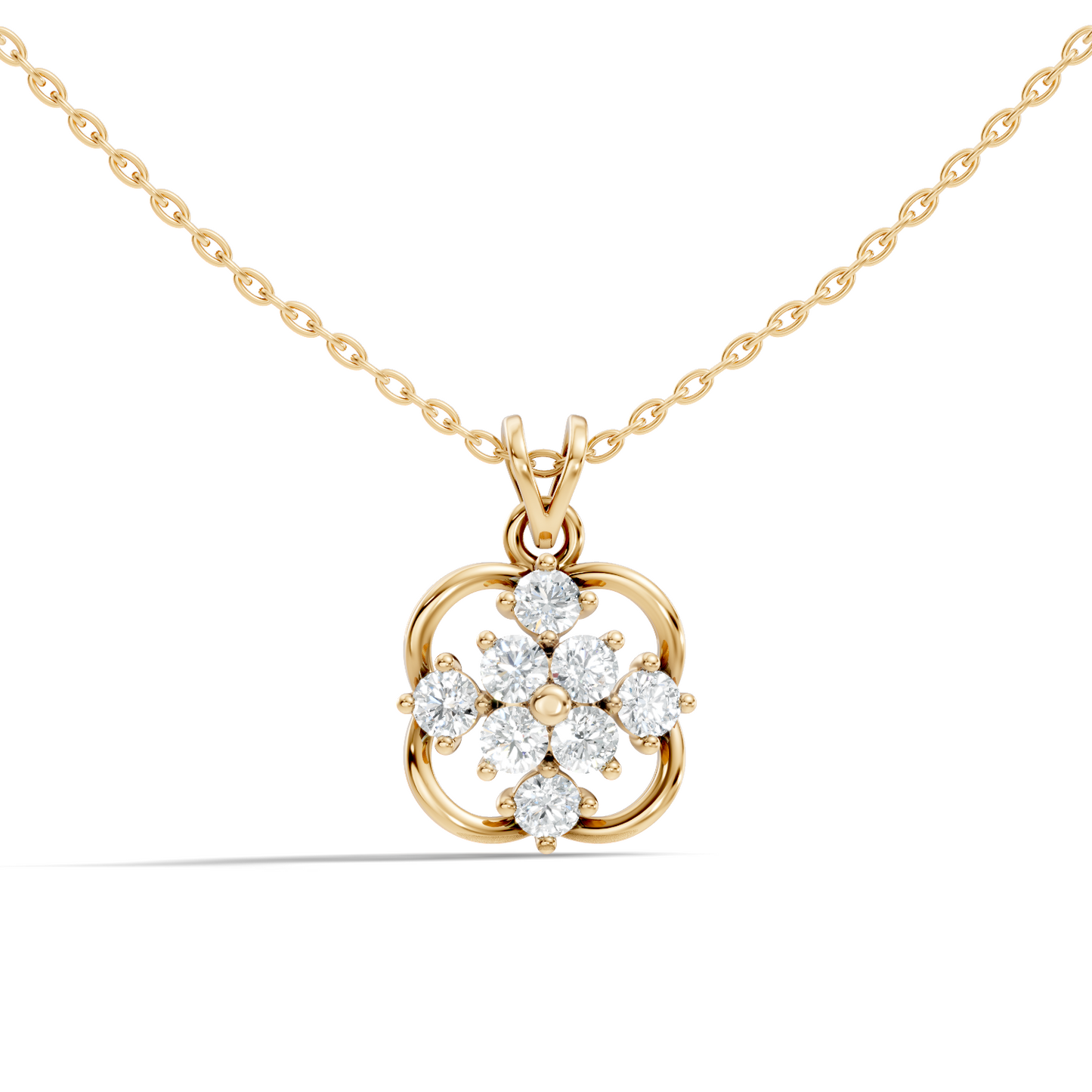 Unique Round Cut Diamond Pendant In 14K Solid Gold Personalized Jewelry For Women's - HIGHCARAT DIAMONDS