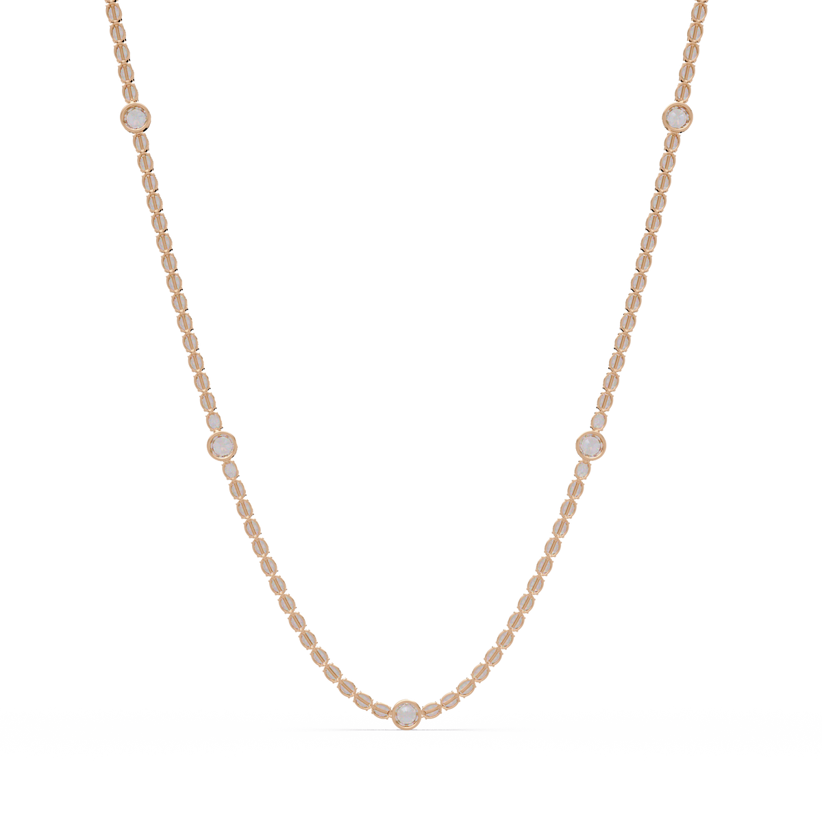 Round Cut Station Lab Grown Tennis Diamond Necklace in Gold - HIGHCARAT DIAMONDS