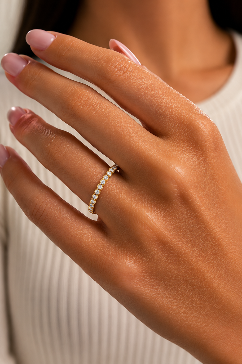 Affordable Round Diamond Half Eternity Wedding Band Gift for Women's in 14K Solid Gold - HIGHCARAT DIAMONDS