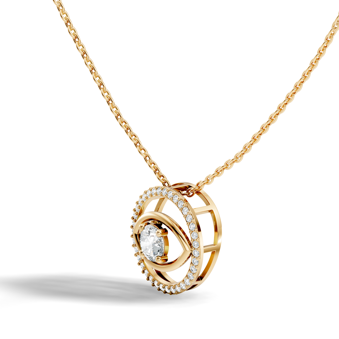 Round Eternal Vision Lab-Grown Diamond Circle Pendant Necklace Modern Minimalist Jewelry For Women
