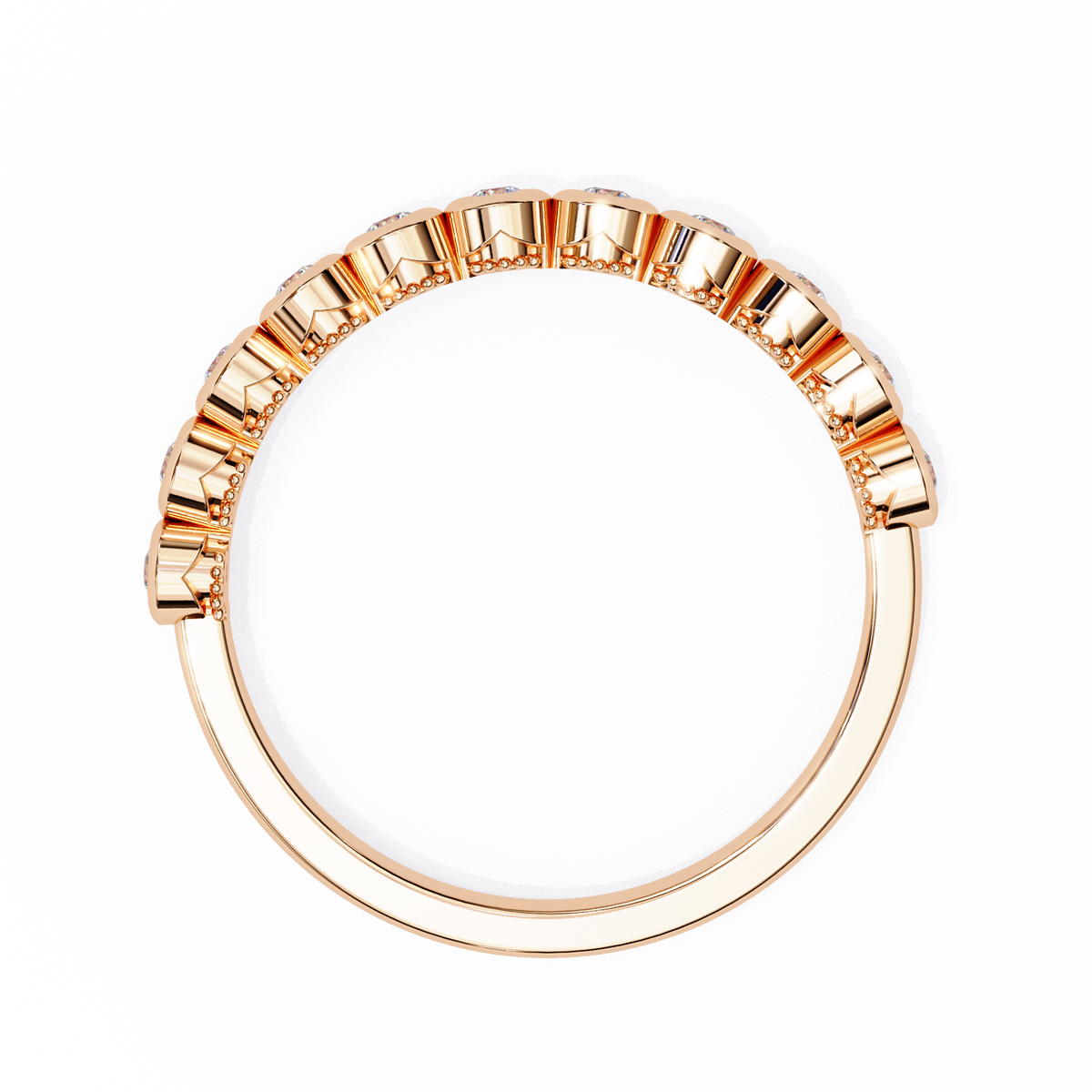 Round Cut Top Grade Lab Grown Diamond Elegant Half Eternity Minimalist Bezel Set Band Gift For Women's - HIGHCARAT DIAMONDS