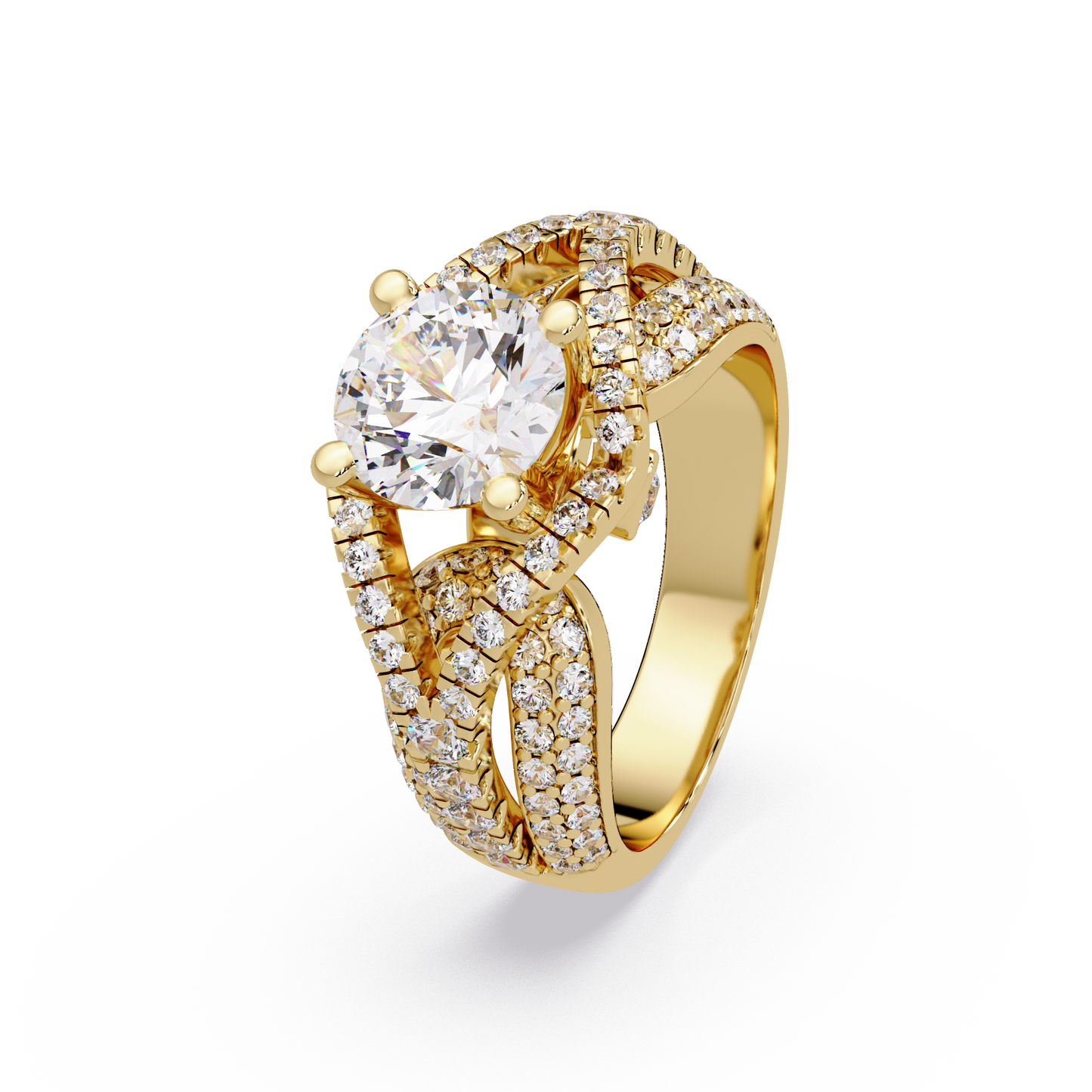 Oval Lab Grown Diamond Criss-Cross Pave Statement Ring - HIGHCARAT DIAMONDS