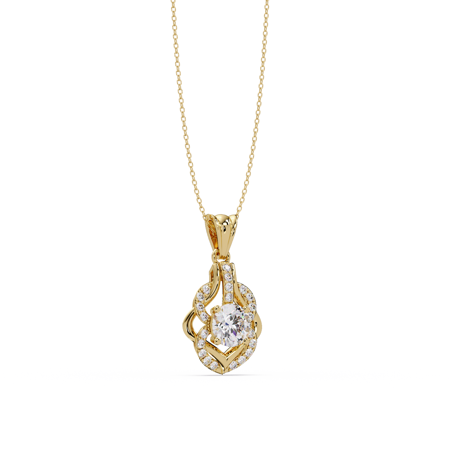 Round Lab Grown Diamond Double Heart Pendant - HIGHCARAT DIAMONDS