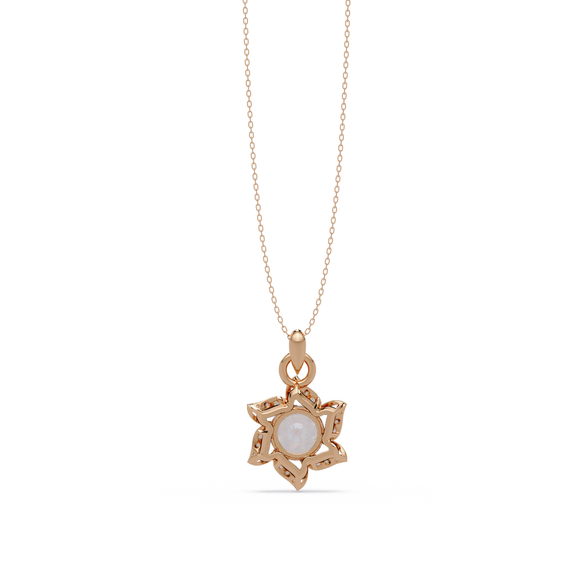 Round Lab Grown Diamond Floral Drop Pendant - HIGHCARAT DIAMONDS