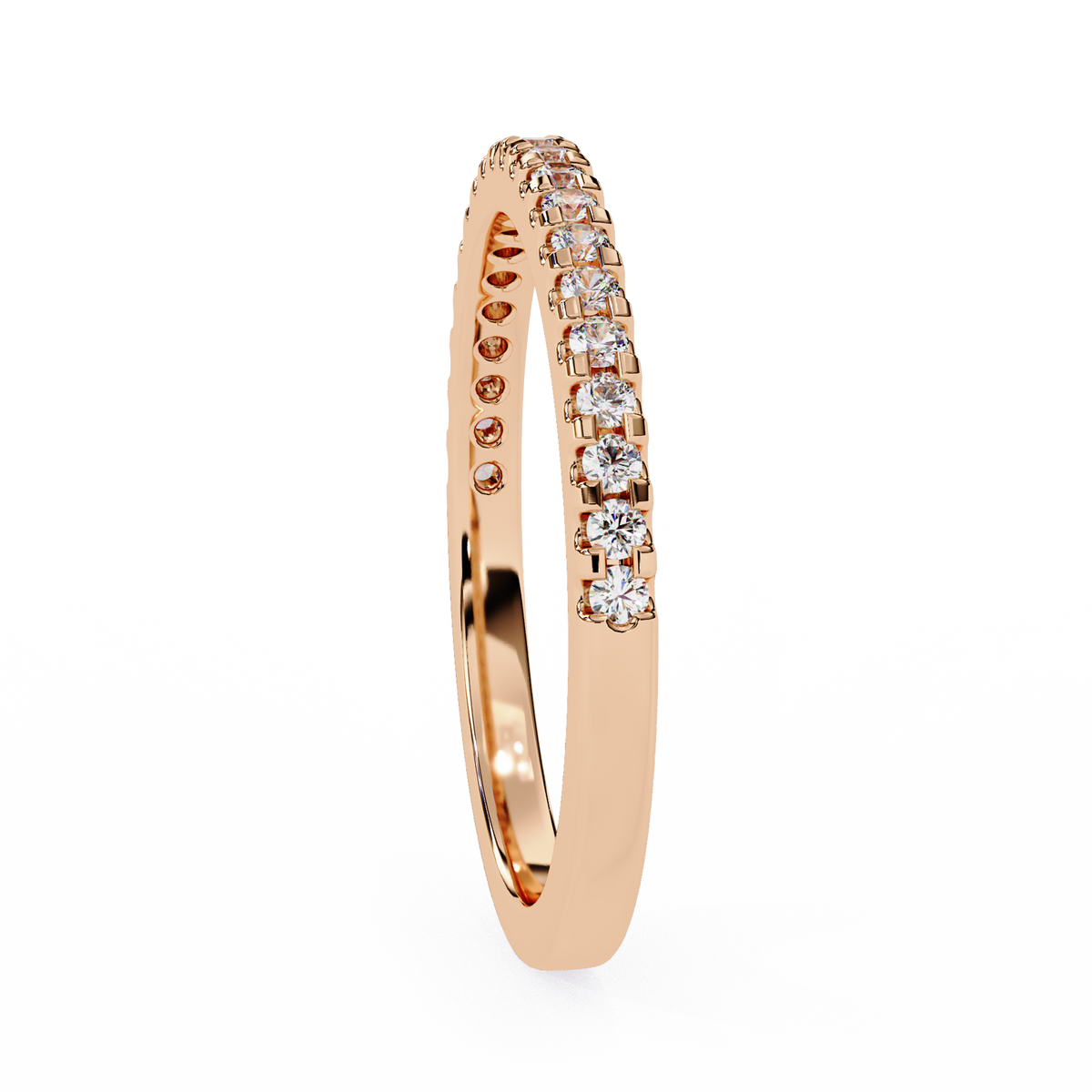 Round Cut Top Grade Lab Grown Diamond Elegant Half Eternity 18k Solid Yellow Gold Dainty Handmade Wedding Band - HIGHCARAT DIAMONDS