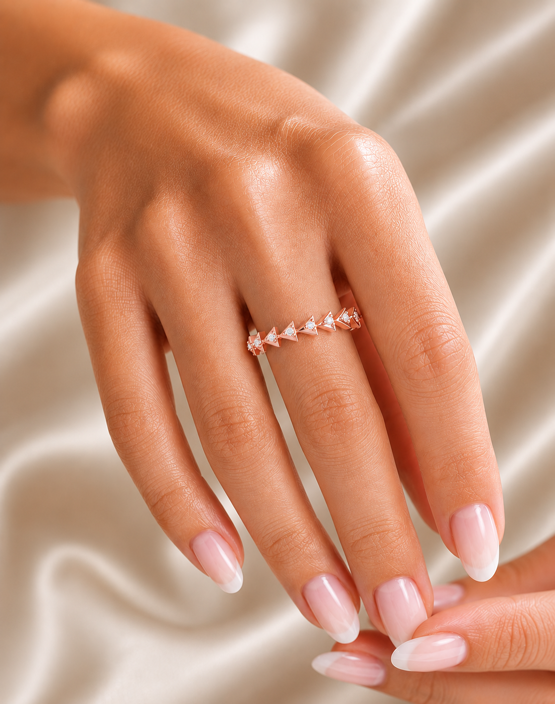 Minimalist Round Cut Handmade Half Eternity Band Ring Gold labgrown diamond Ecofriendly Band Ring - HIGHCARAT DIAMONDS