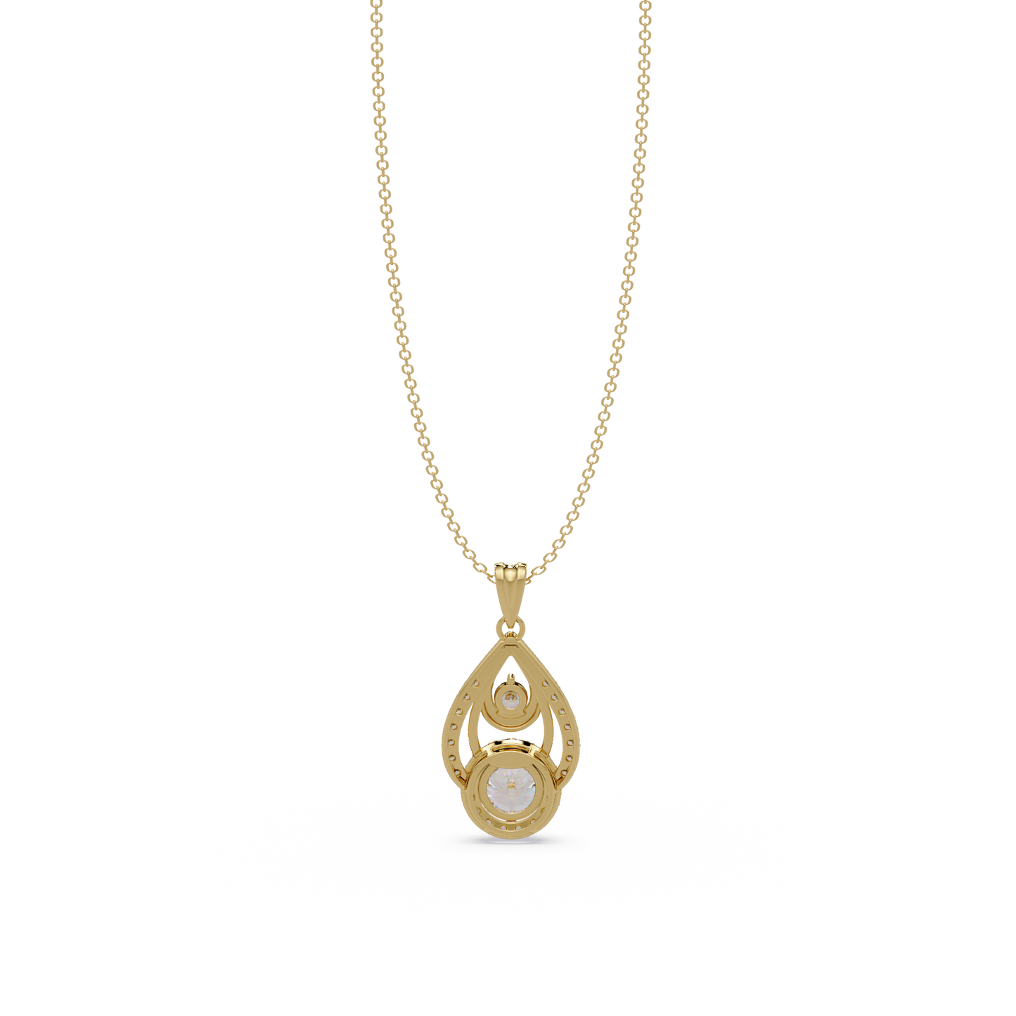 Round Lab Grown Diamond Teardrop Layered Pendant - HIGHCARAT DIAMONDS