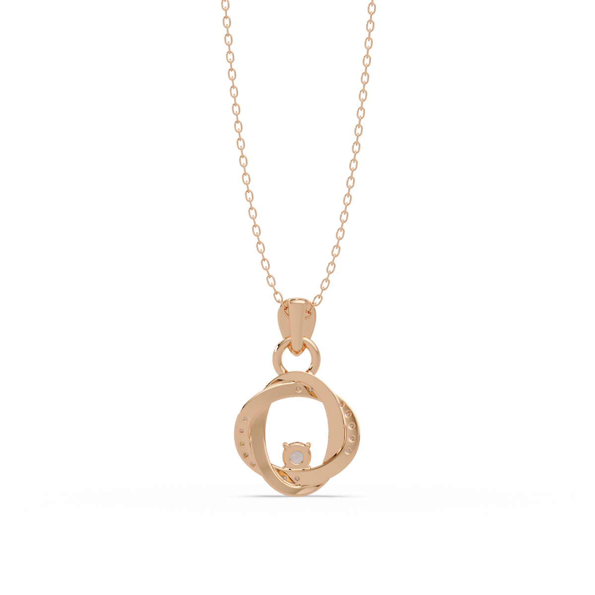 Round Lab Grown Diamond Twisted Circle Pendant - HIGHCARAT DIAMONDS