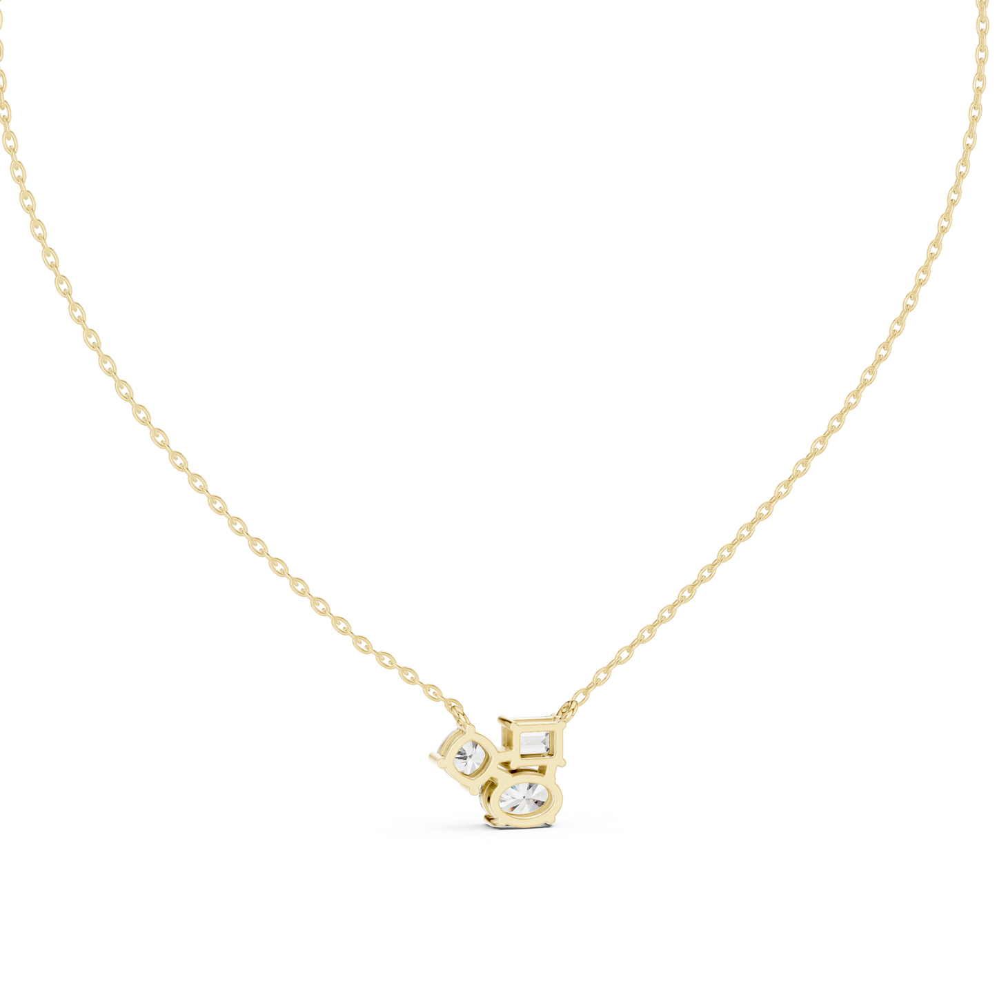 Cushion, Emerald & Oval Shape 1.73 Ct Lab Grown Three Stone Classic Solitaire Diamond Pendant For Her - HIGHCARAT DIAMONDS