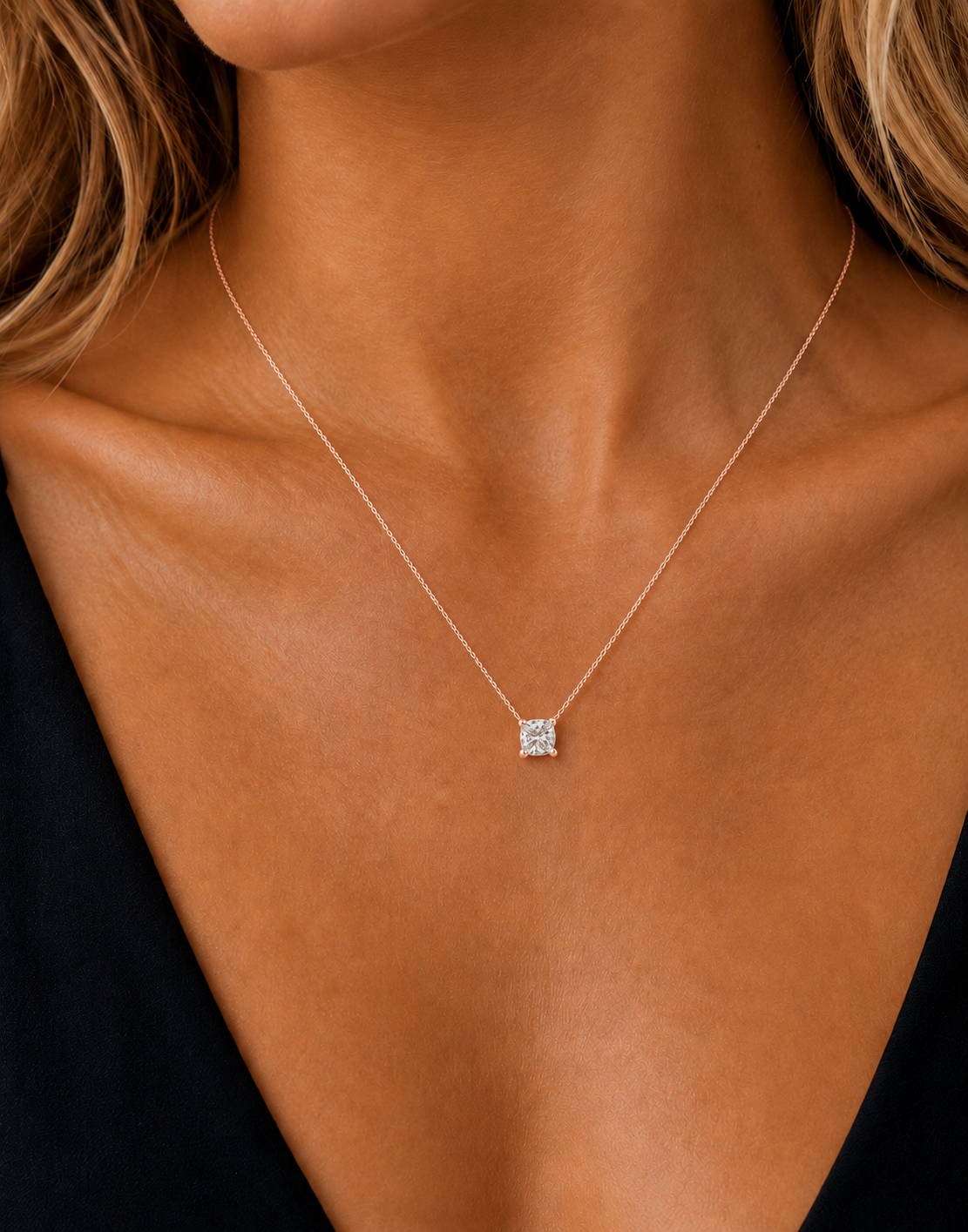 Round Prong Set Lab grown White Gold Solitaire Diamond Pendant - HIGHCARAT DIAMONDS