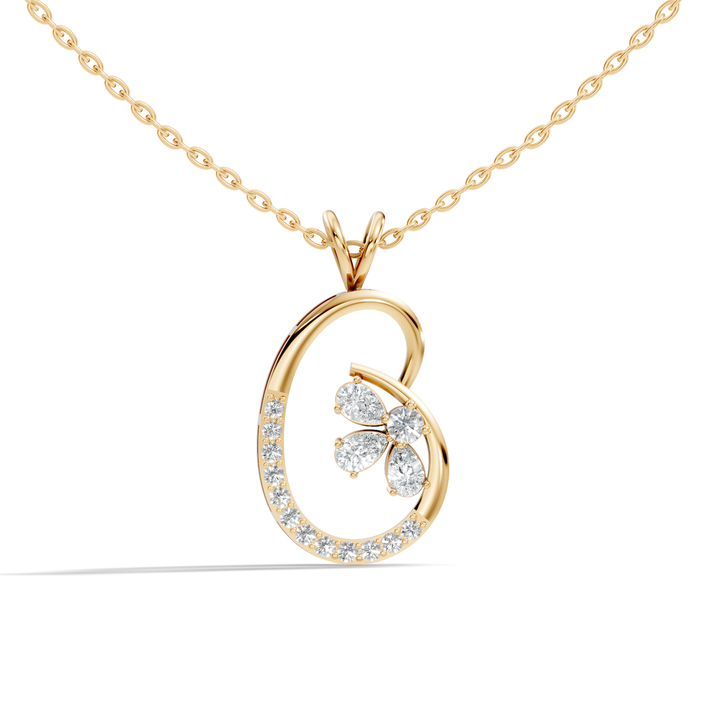 Lab-Grown Diamond Butterfly Cut Pendant 14K Rose Gold Necklace Elegant Jewelry - HIGHCARAT DIAMONDS