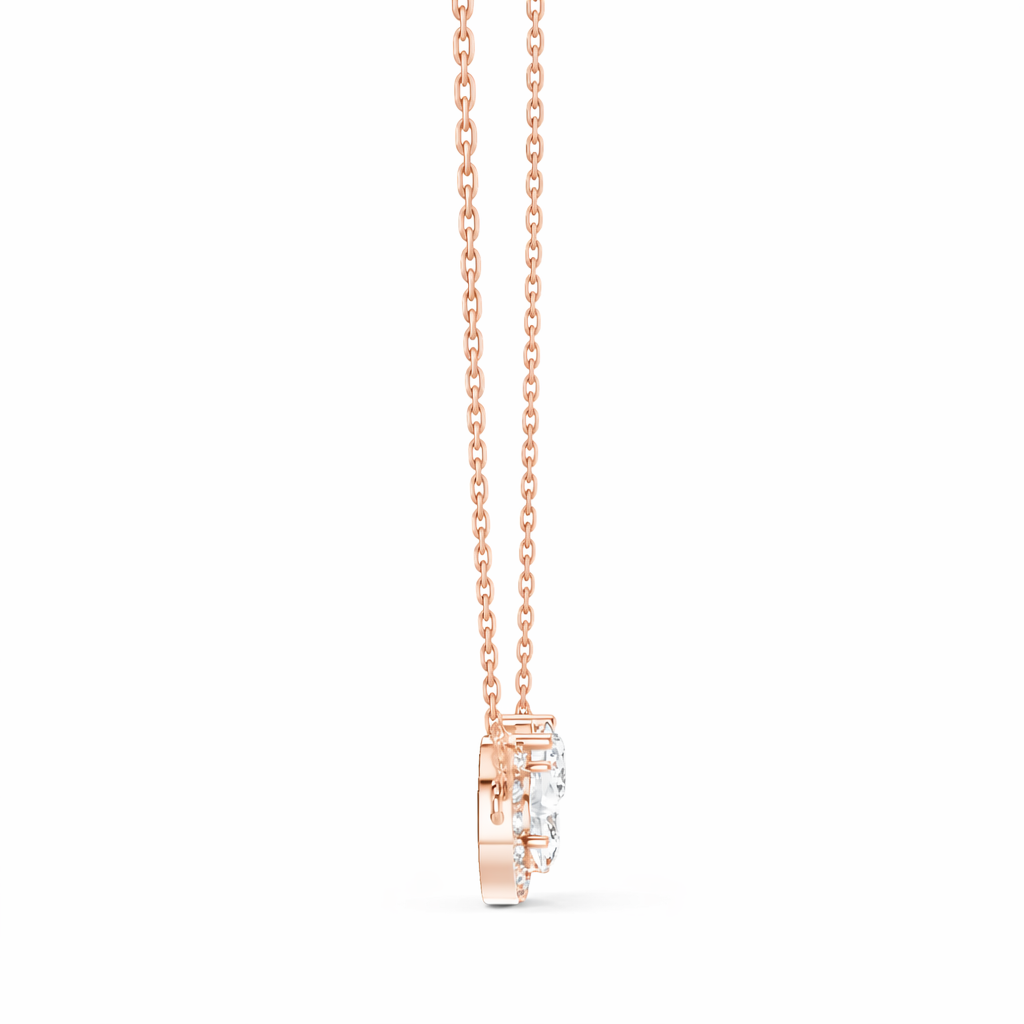 Round & Pear Shape 2.71 Ct 14k Solid Rose Gold Shinning New Classic Diamond Pendant For Her - HIGHCARAT DIAMONDS