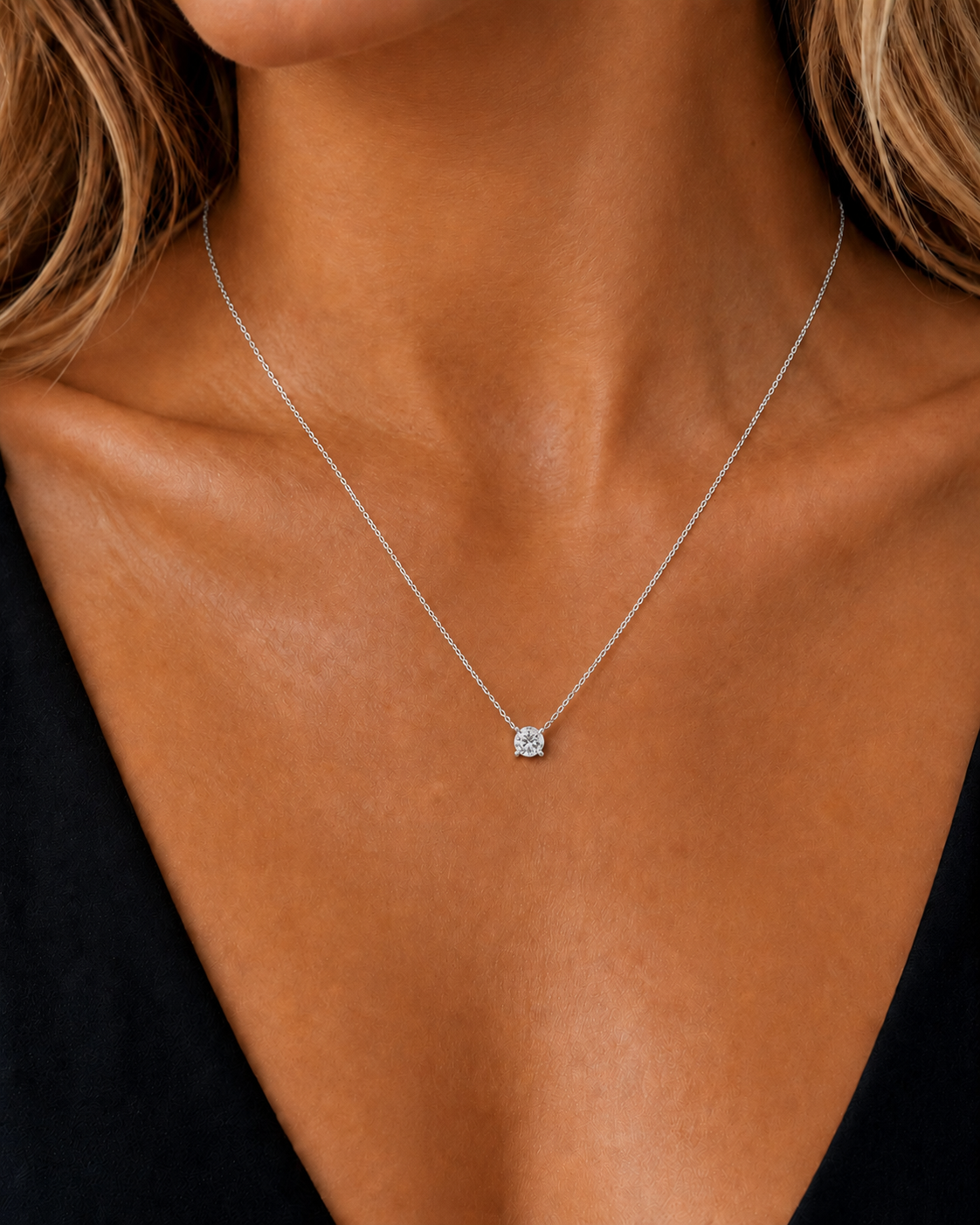 Round Shape Solitaire Lab-Grown One Stone Diamond Pendant - HIGHCARAT DIAMONDS