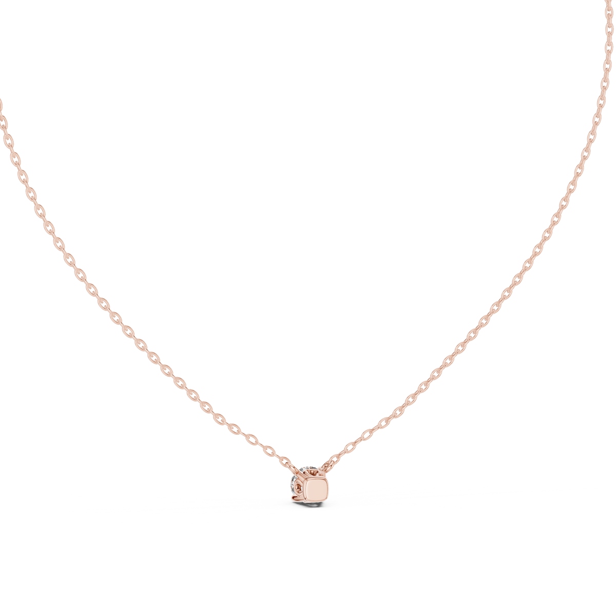 Round Solitaire Lab Grown Four Prong Set Diamond Pendant Alternate Angle