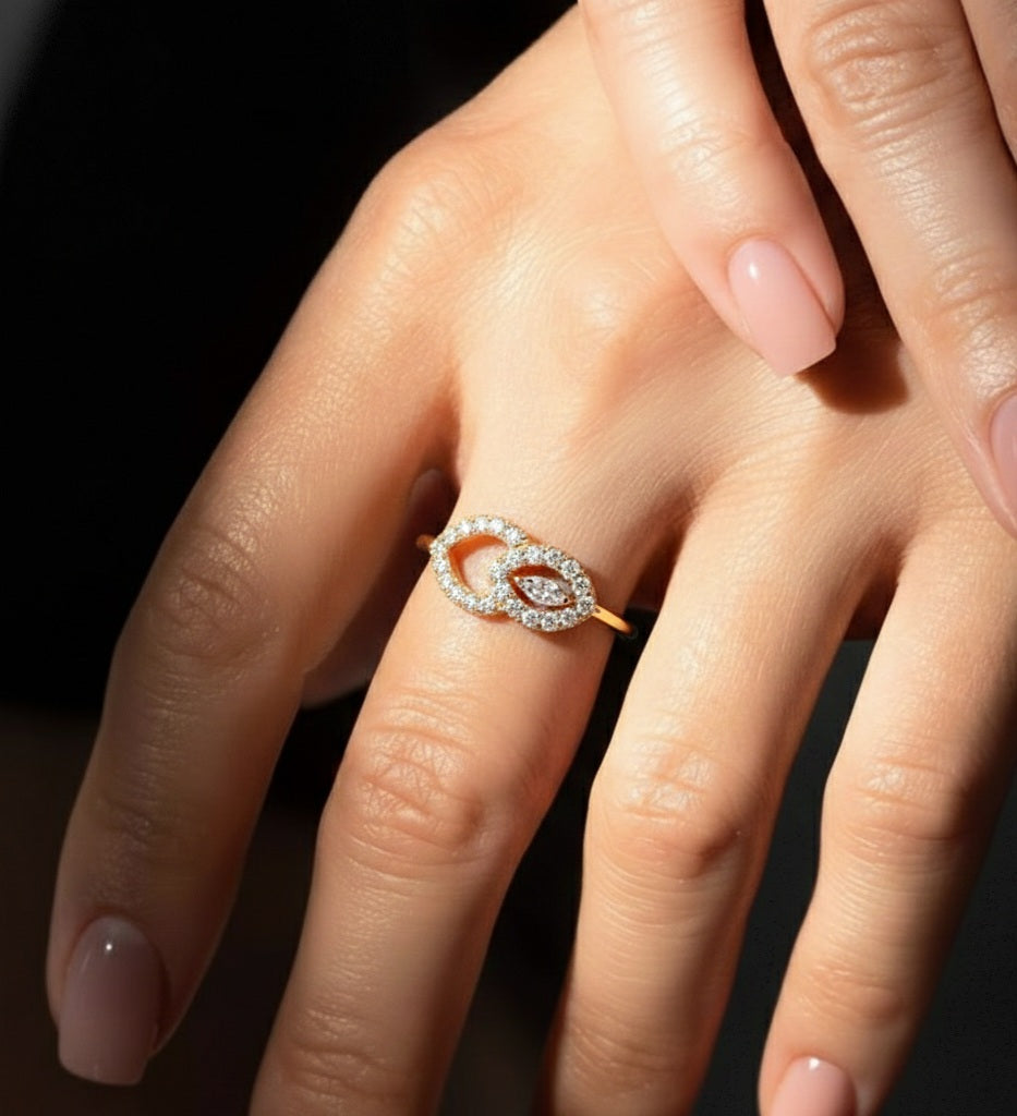 Round and Marquise Cut Lab Grown & Natural Diamond Unique Art Deco Cluster Daily Wear Ring For Her