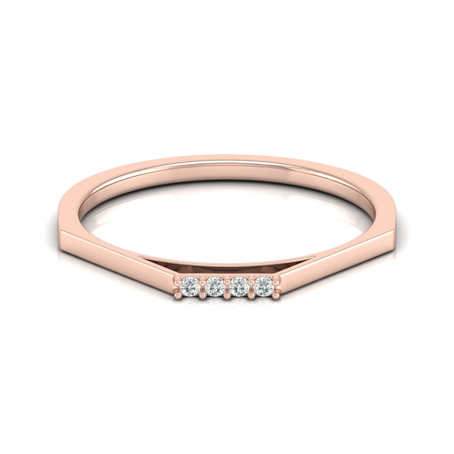 Lab Or Natural Diamond Shaped Round Diamond Band Ring In 14K Solid Gold Gift For Her