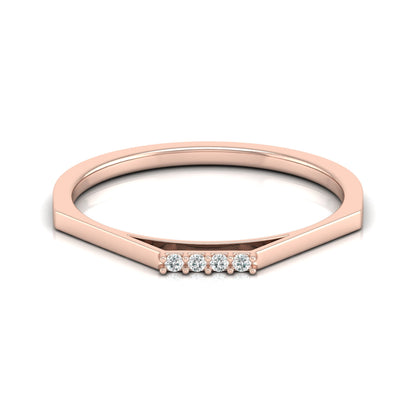 Lab Or Natural Diamond Shaped Round Diamond Band Ring In 14K Solid Gold Gift For Her