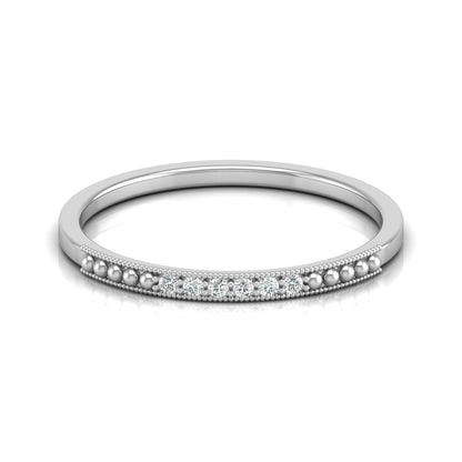 Minimalist Round Shaped Diamond Wedding Band Ring In 18K Solid Gold For Women's