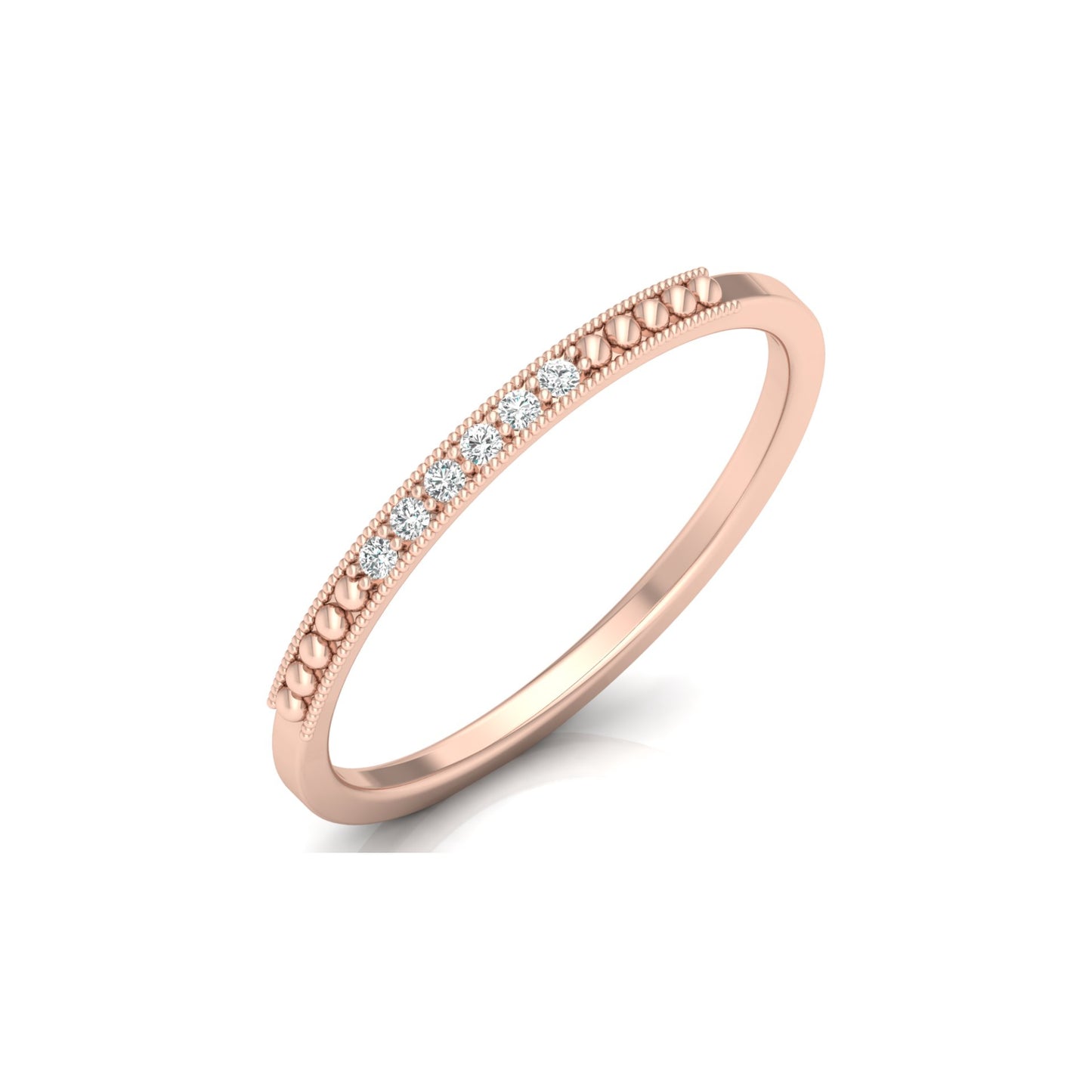 Minimalist Round Shaped Diamond Wedding Band Ring In 18K Solid Gold For Women's
