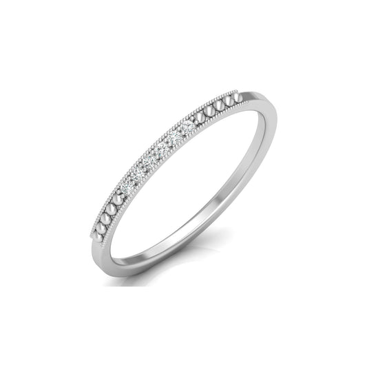 Minimalist Round Shaped Diamond Wedding Band Ring In 18K Solid Gold For Women's