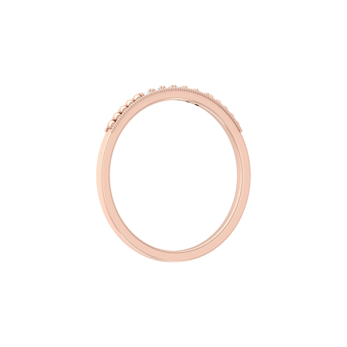 Minimalist Round Shaped Diamond Wedding Band Ring In 18K Solid Gold For Women's