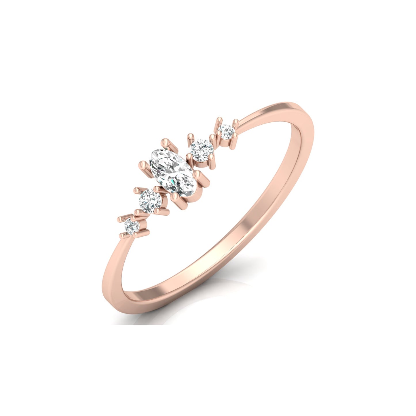 Minimalist 0.17 CT Round And Oval Labgrown Diamond Stackable  Band Ring For Women's