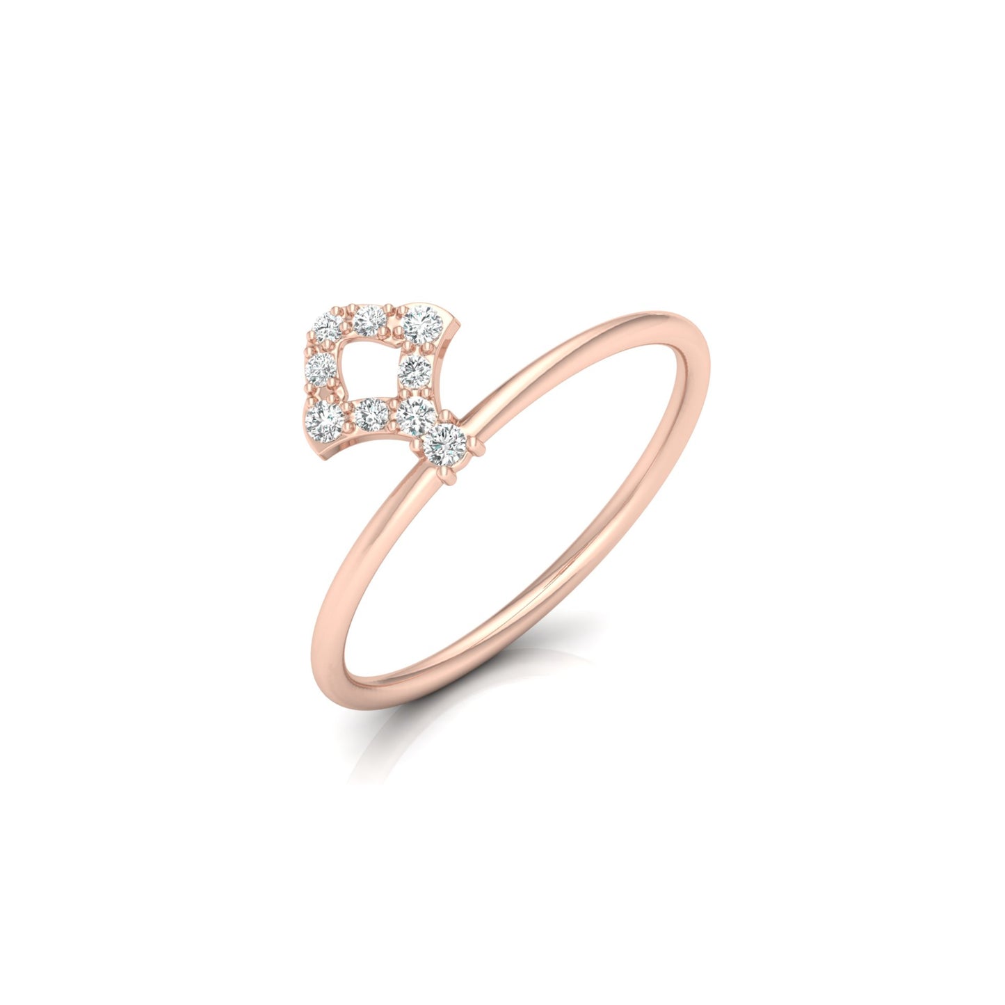 Unique Round Cut Diamond Ring For Her Modern Delicate In 14K gold Light & Stylish