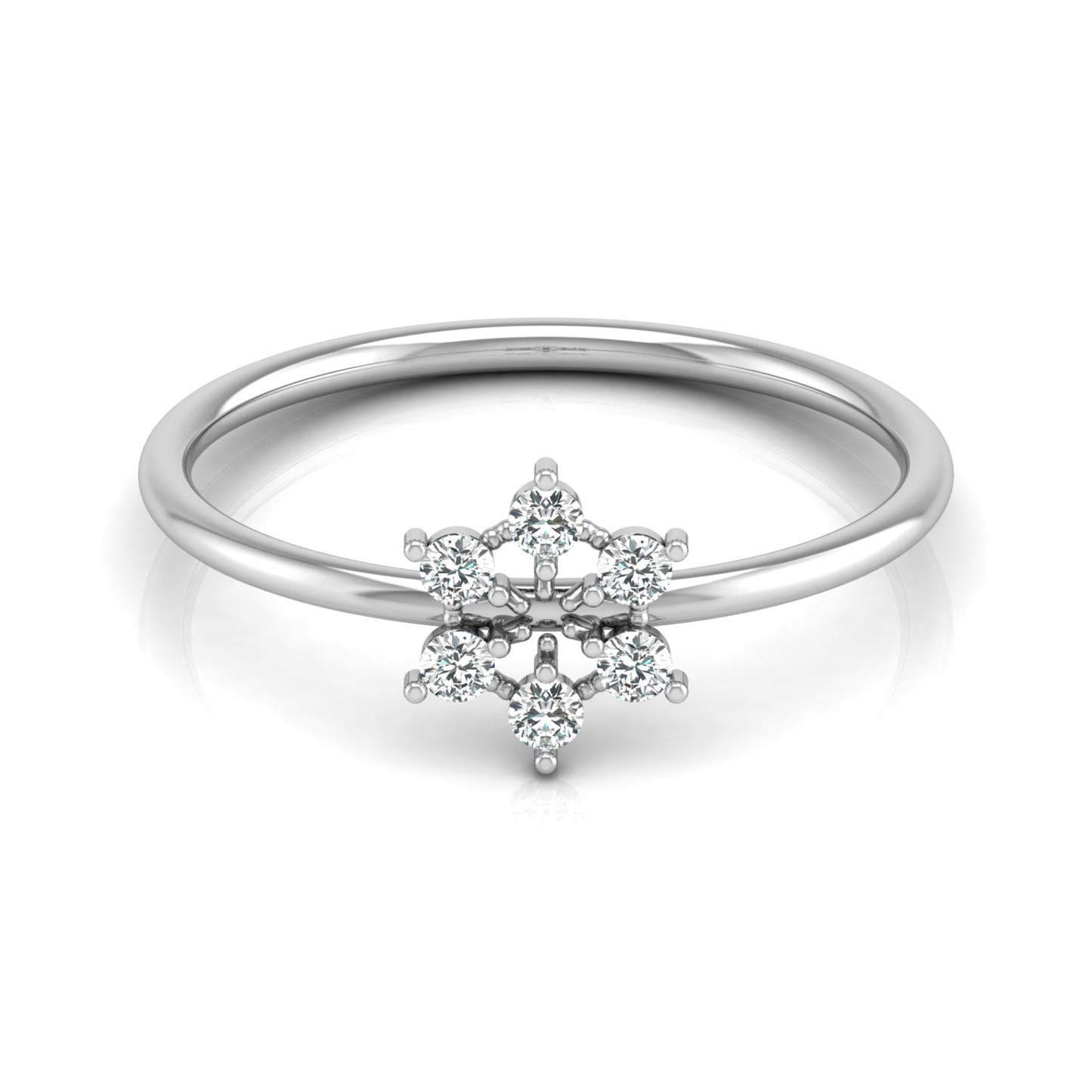 0.16 Carat Floral Diamond Wedding Ring Affordable Round Diamond Band for Women in Solid Gold