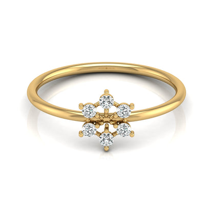 0.16 Carat Floral Diamond Wedding Ring Affordable Round Diamond Band for Women in Solid Gold