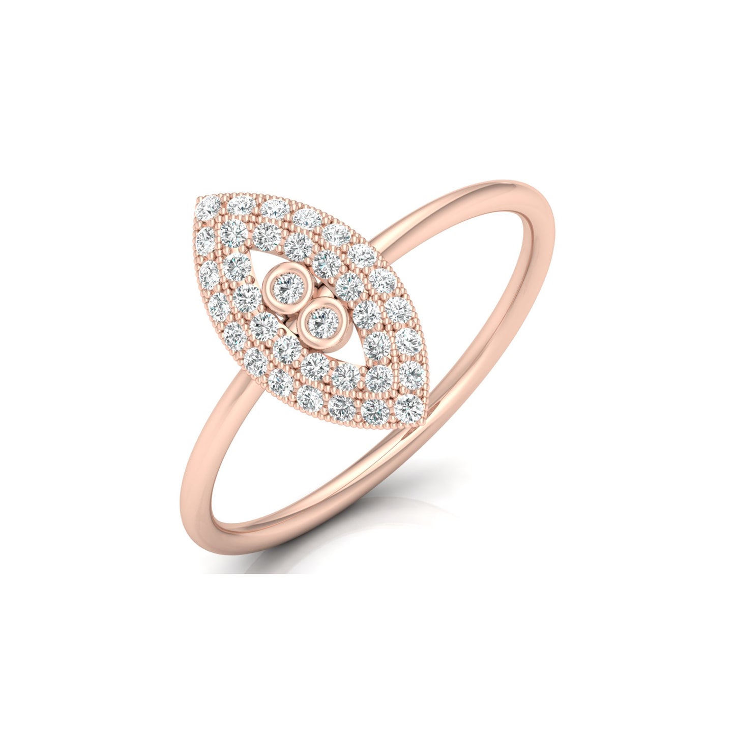 Bezel Set Round Diamond Ring In 14 KT Solid Rose Gold Modern And Secure Design For Her