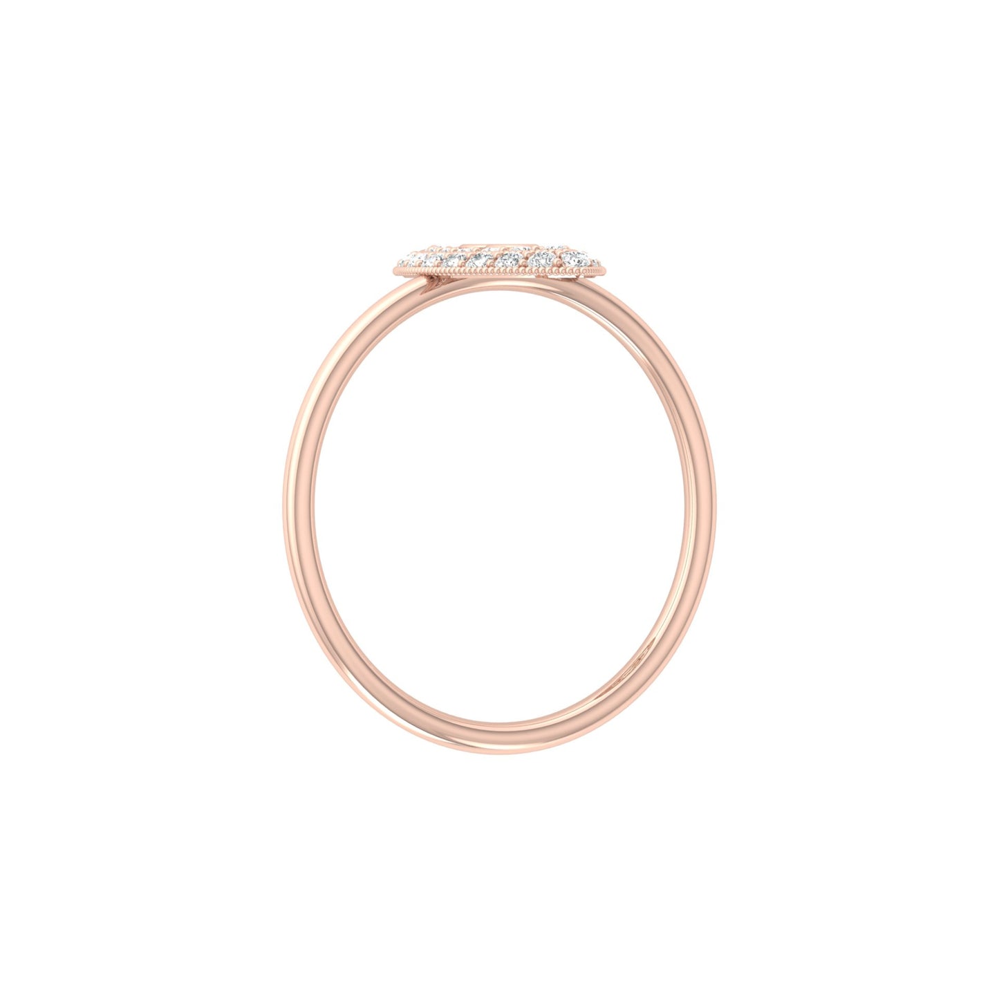 Bezel Set Round Diamond Ring In 14 KT Solid Rose Gold Modern And Secure Design For Her