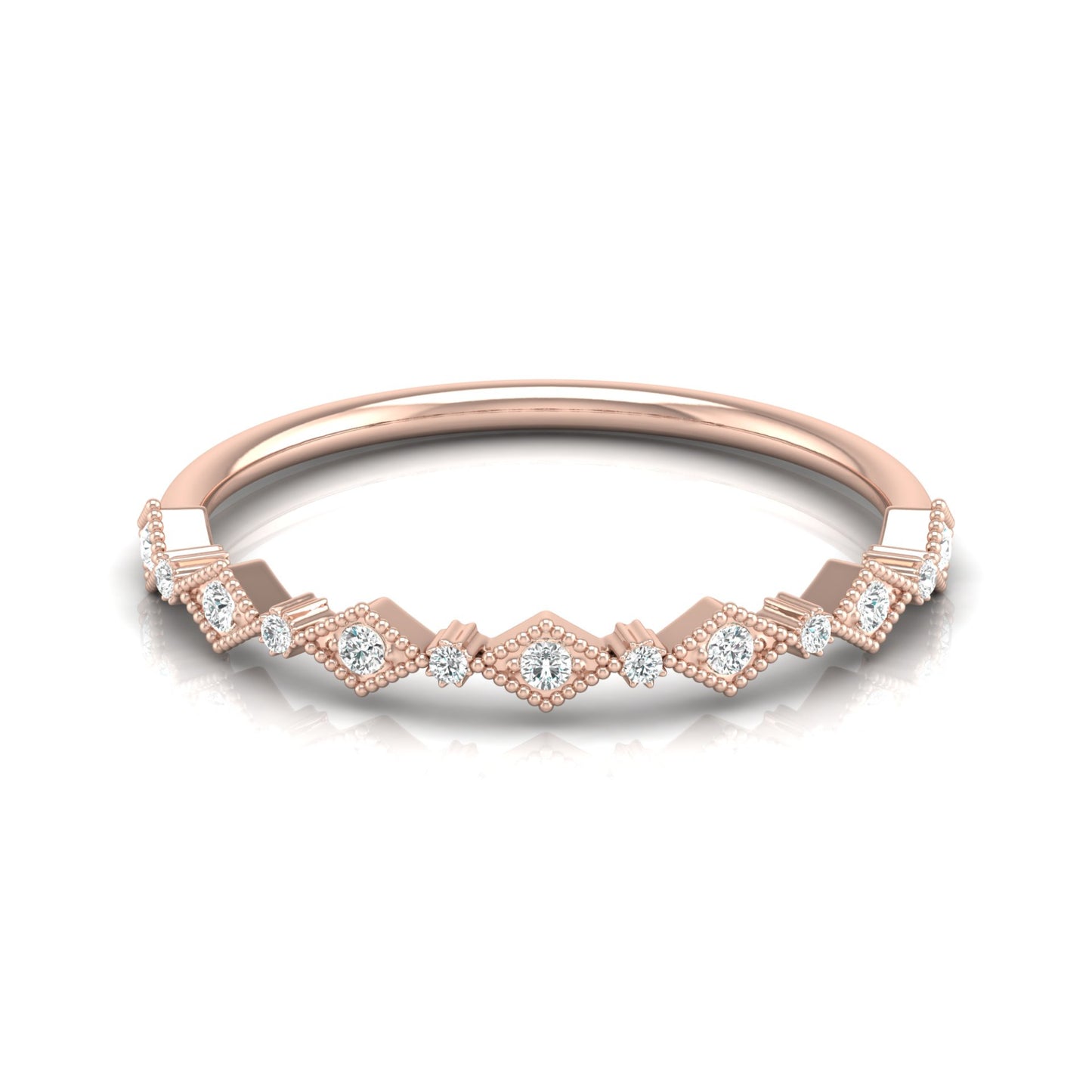 Lab Grown Diamond Eternity Wedding Band In 14K Solid Gold Round Cut Vintage Ring for Women's