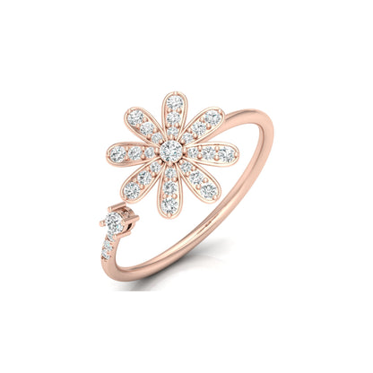 0.27 CT Rose Gold Floral Round Diamond Proposal Ring in 14 KT Gold