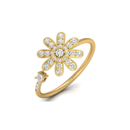 0.27 CT Rose Gold Floral Round Diamond Proposal Ring in 14 KT Gold