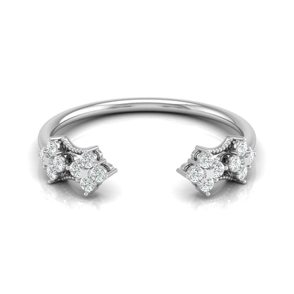 0.20 CT Round Diamond Open Cuff Ring Stylish Party Wear Ring for Women in Solid Gold