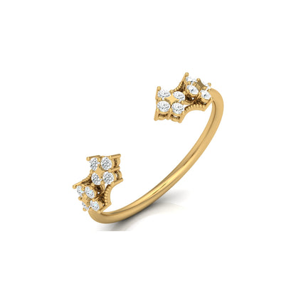 0.20 CT Round Diamond Open Cuff Ring Stylish Party Wear Ring for Women in Solid Gold