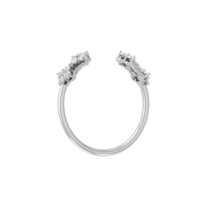 0.20 CT Round Diamond Open Cuff Ring Stylish Party Wear Ring for Women in Solid Gold