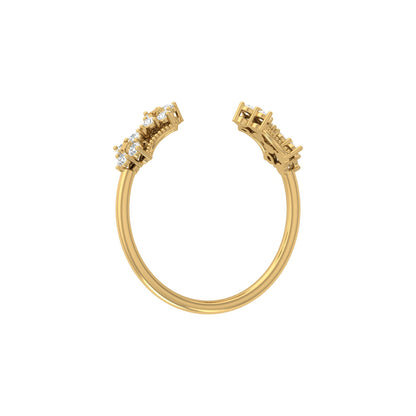 0.20 CT Round Diamond Open Cuff Ring Stylish Party Wear Ring for Women in Solid Gold