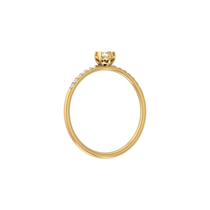 0.19 CT Round Shape Diamond Band Ring In 14KTSolid Yellow Gold Timeless Single Stone Beauty